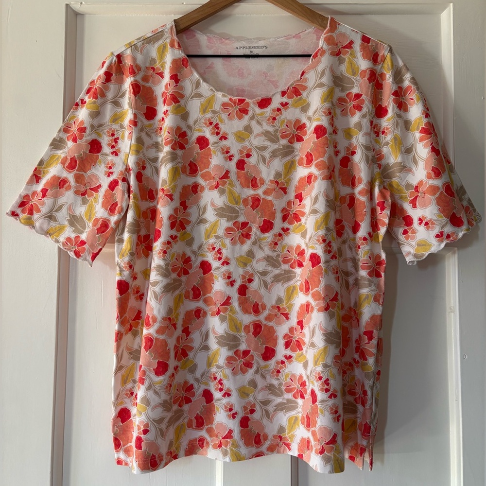 Appleseed's Short Sleeve Floral Womens T-Shirt M Cottagecore Boho Grandmacore